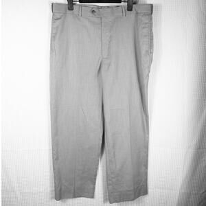 Roundtree & Yorke Easy Care Dress Pants 38x30 Light Gray Flat Front Polyester